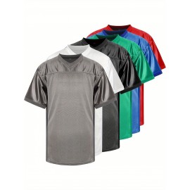 Customizable Football Jersey - Personalized Team & Number, V-Neck Short Sleeve, Breathable Fabric, Perfect for Sports & Casual Wear, Summer Sports Apparel, Sporty Clothing, Comfortable Fit