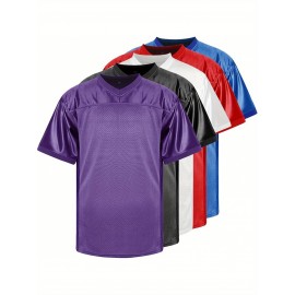 Customizable Football Jersey - Personalized Team & Number, V-Neck Short Sleeve, Breathable Fabric, Perfect for Sports & Casual Wear, Summer Sports Apparel, Sporty Clothing, Comfortable Fit