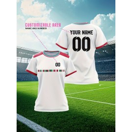 Customized large-sized football jerseys for women, personalized names and numbers, comfortable fit, soft fabric for outdoor sports