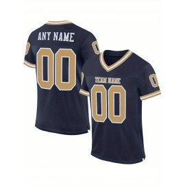 Customizable Plus Size Women'S Football Jersey - Personalized Team & Number, V-Neck, Breathable Non-Stretch Fabric, Red/White/Blue Striped Design for Sports & Casual Wear, Sports Jersey, Summer Sports Apparel, Sporty Aesthetic, Comfortable Fit