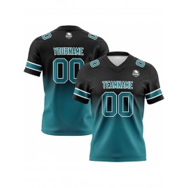 Custom Team Football jersey, Personalized Name& Number, Button-Up V-Neck Shirt, Soft Polyester for Training, Matches, and Team Activities