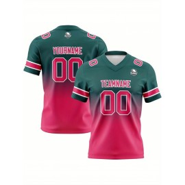 Custom Team Football jersey, Personalized Name& Number, Button-Up V-Neck Shirt, Soft Polyester for Training, Matches, and Team Activities