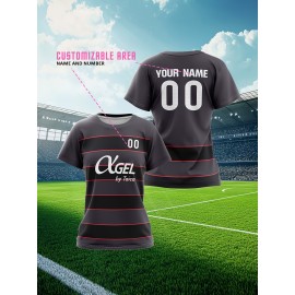 Customizable Women'S Plus Size Football Jersey - Soft & Breathable, Personalized Name & Number, Black with Red Accents, Perfect for Training, Sports Events & Casual Wear, Sports Event Apparel | Customizable Jersey | Comfortable Fit, Football Shirts